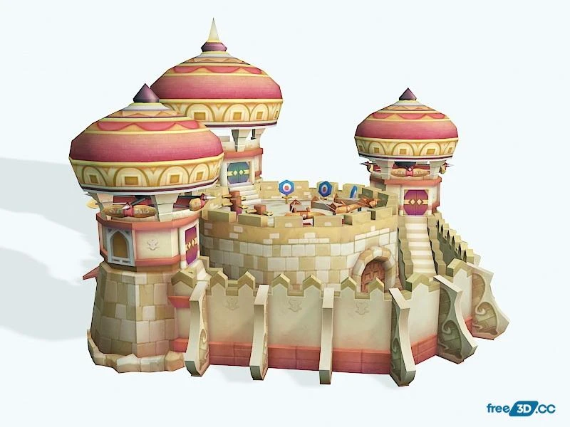 Beautiful Cartoon Castle 3D Model Free Download