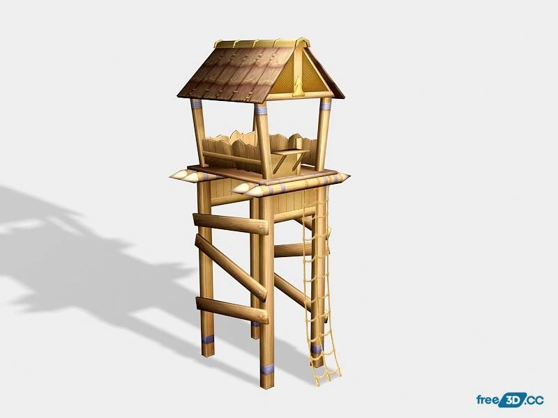Wooden Watchtower 3D Model Free Download