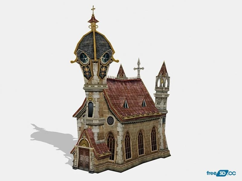 Medieval Cathedral Architecture 3D Model Free Download