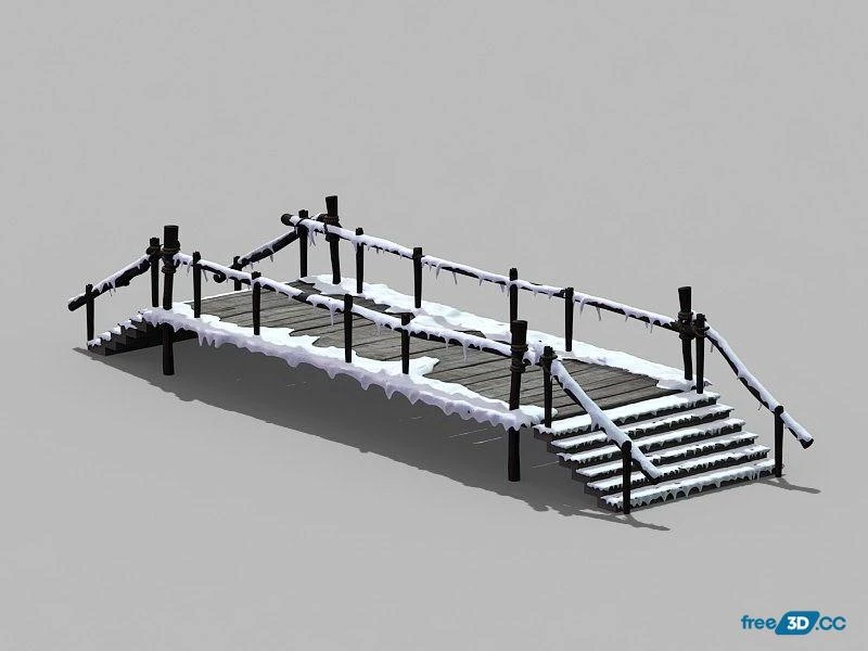 Snow Covered Bridge 3D Model Free Download