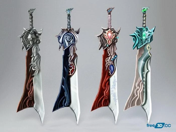 Anime Blade Swords 3D Model Free Download