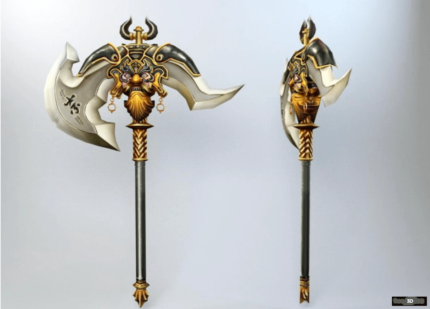 Anime Dwarf Battleaxe 3D Model Free Download