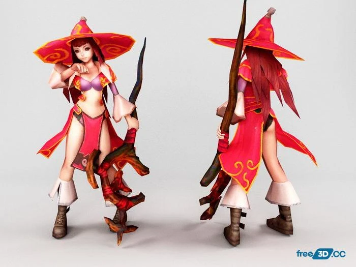 Anime Mage Girl 3D Model Free Download