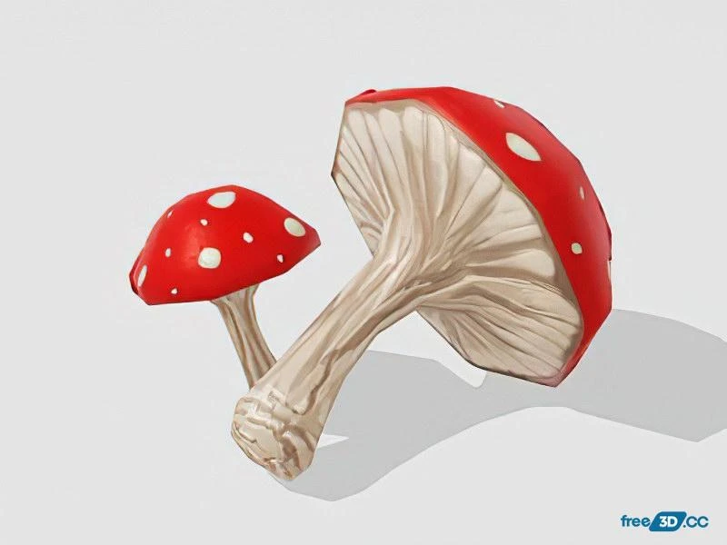 Free Red Mushroom Lowpoly 3D Model