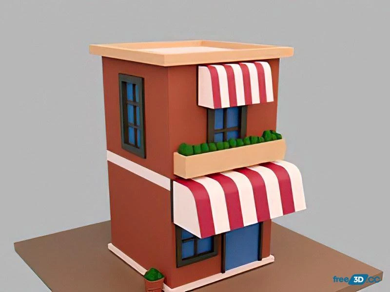 Gourmet Grocery Store Cartoon 3D Model