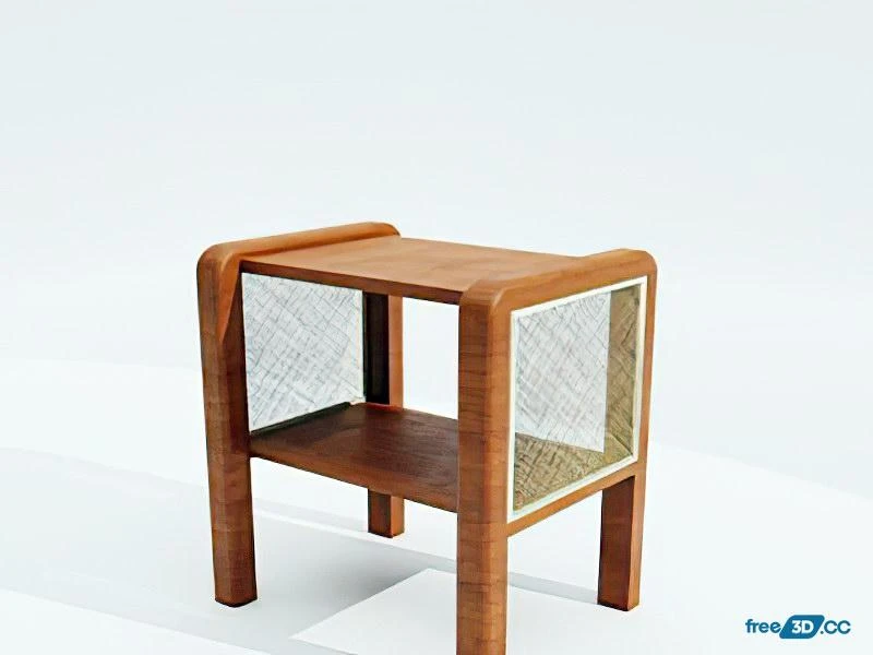 Small Wooden End Table 3D Model
