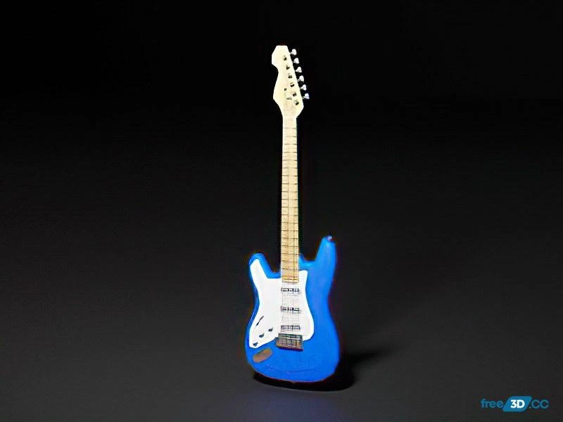 Blue Bass Guitar 3D Model Download