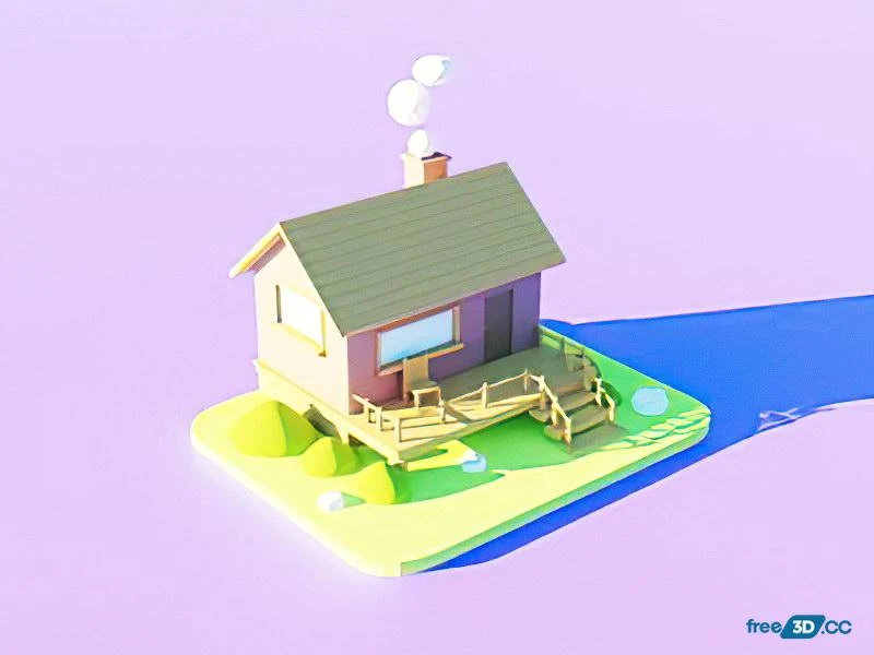 Country Cottage Cartoon 3D Model