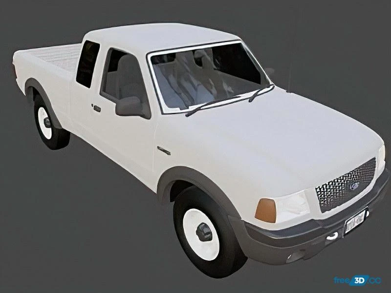 White Ford Pickup Truck 3D Model Download