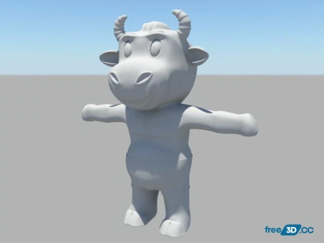 Anthropomorphic Cow Character 3D Model Free Download