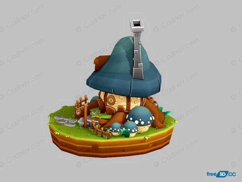 Fairy Tale Mushroom House 3D Model Free Download